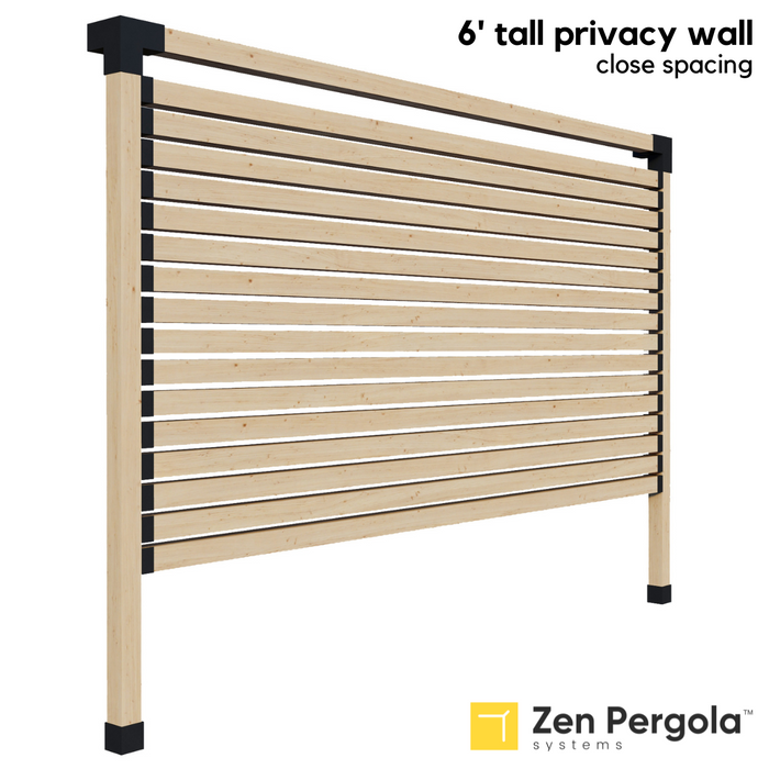 032 - A 6-foot tall pergola privacy wall (shade wall) comprised of closely-spaced 4x4s
