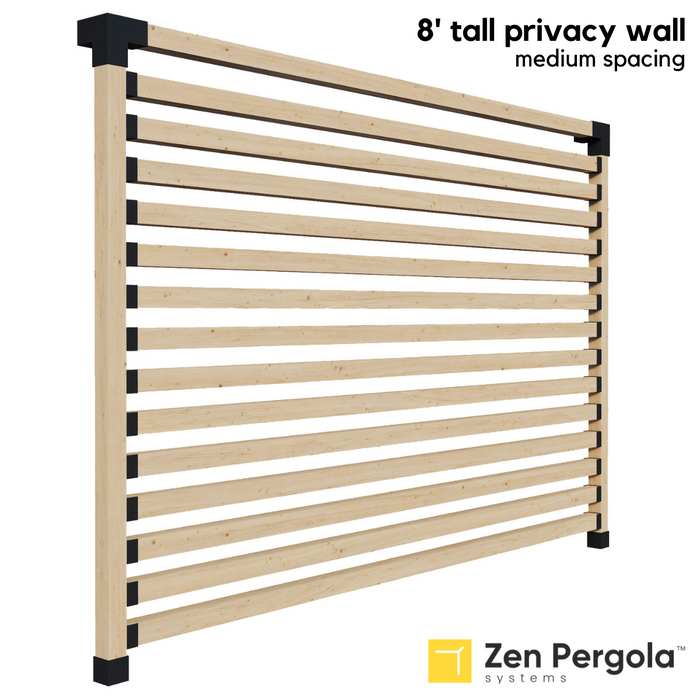 032 - An 8-foot tall pergola privacy wall (shade wall) comprised of medium-spaced 4x4s