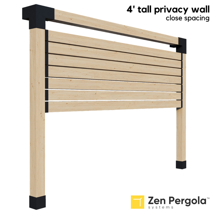 082 - A 4-foot tall pergola privacy wall (shade wall) comprised of closely-spaced 6x6s