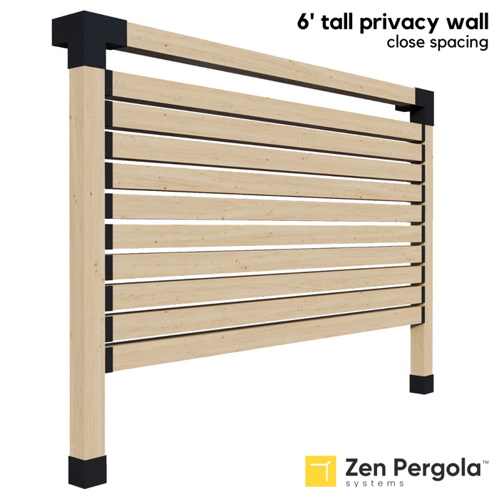 082 - A 6-foot tall pergola privacy wall (shade wall) comprised of closely-spaced 6x6s