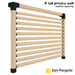 081 - An 8-foot tall pergola privacy wall comprised of 2x6 slats angled at 45 degrees with medium spacing