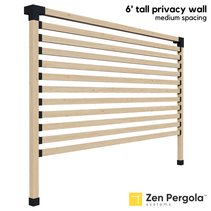 030 - A 6-foot tall pergola privacy wall (shade wall) comprised of medium-spaced 2x4 slats