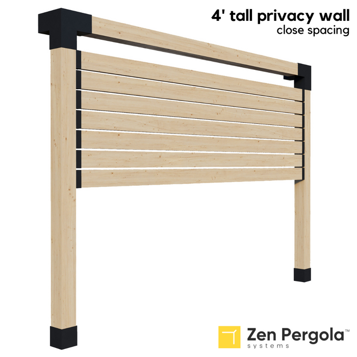 080 - A 4-foot tall pergola privacy wall (shade wall) comprised of closely-spaced 2x6 slats