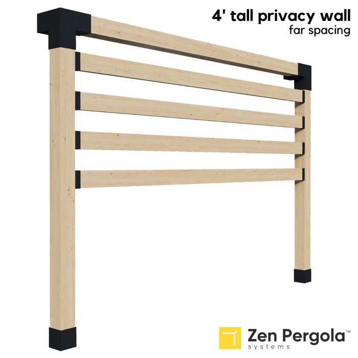 080 - A 4-foot tall pergola privacy wall (shade wall) comprised of far-spaced 2x6 slats