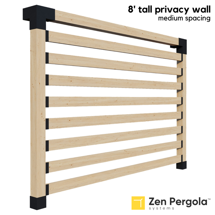 080 - An 8-foot tall pergola privacy wall (shade wall) comprised of medium-spaced 2x6 slats