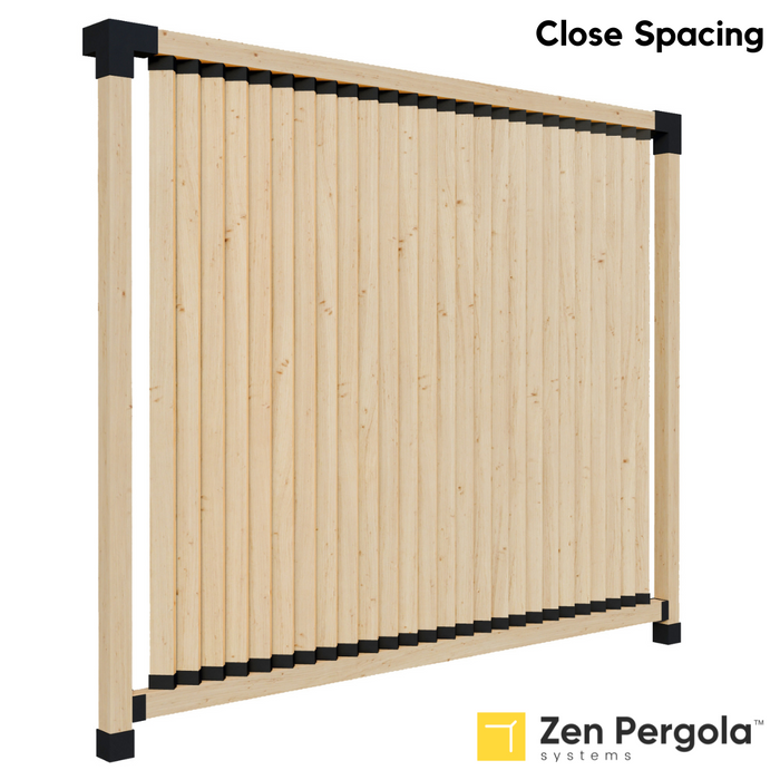 033 - A pergola privacy wall comprised of a lower horizontal 4x4 post with vertical 2x4s with close spacing