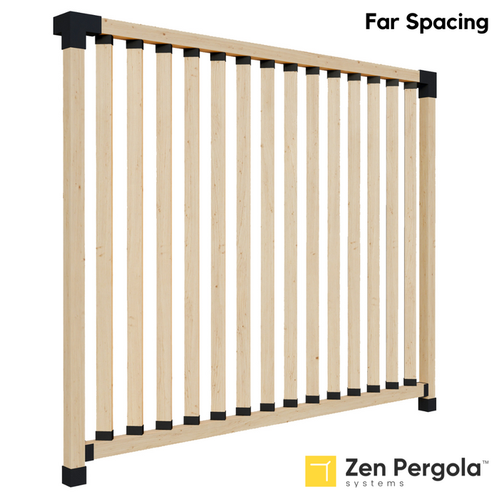 033 - A pergola privacy wall comprised of a lower horizontal 4x4 post with vertical 2x4s with far spacing