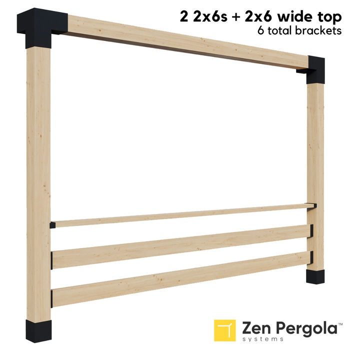 Pergola Side Railing Kit for 1 to 5 2x6 Slats with a Wide/Square Top