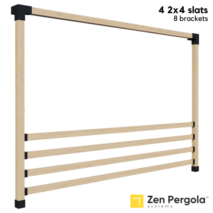Pergola Side Railing Kit for 1 to 8 Horizontal 2x4 Slats