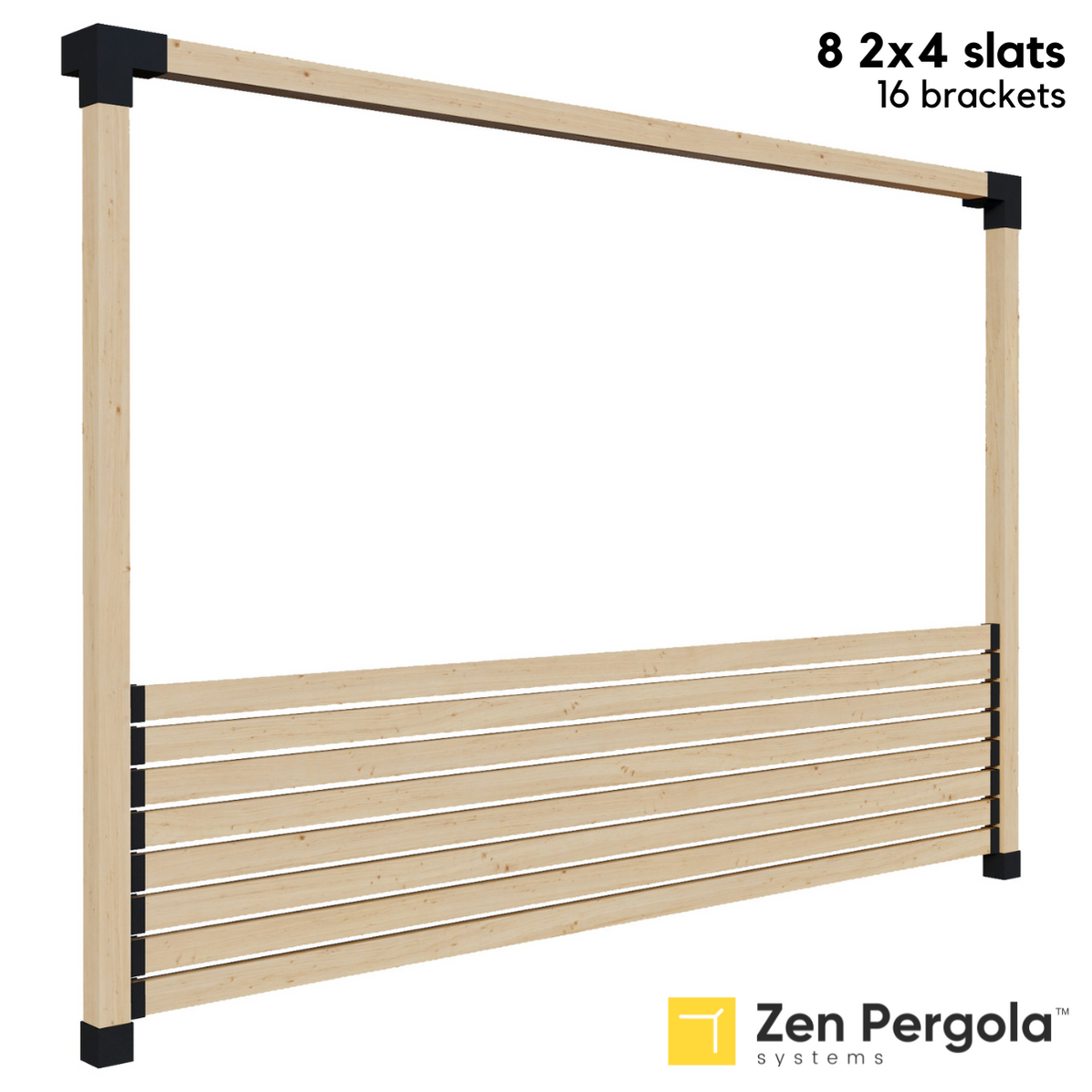 Pergola Side Railing Kit for 1 to 8 Horizontal 2x4 Slats